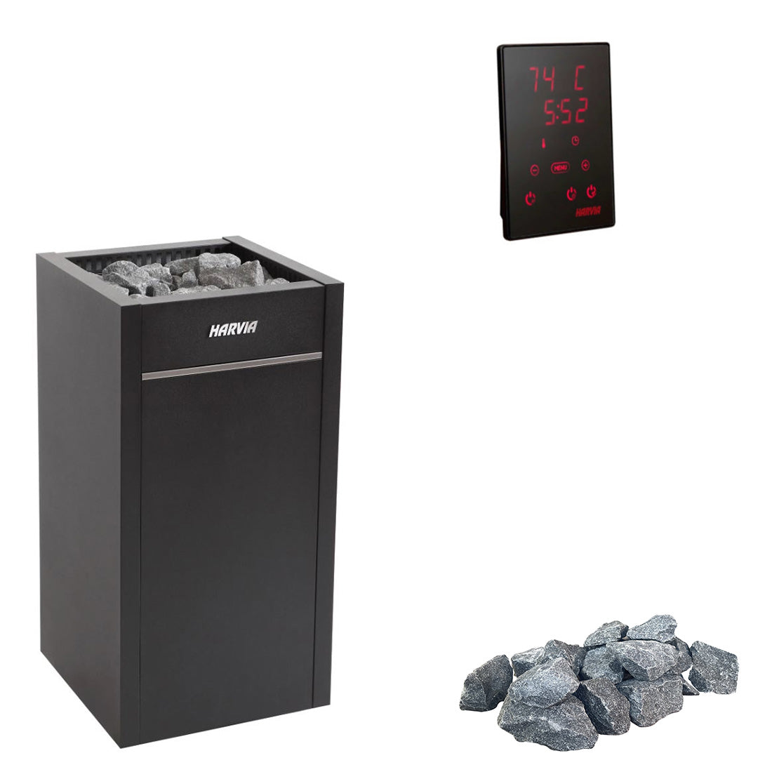 Harvia Virta HL | Elektro Saunaofen Set mit Harvia CX110 Bedienfeld + Saunasteine | 6,8 kW / 9 kW / 10,8 kW