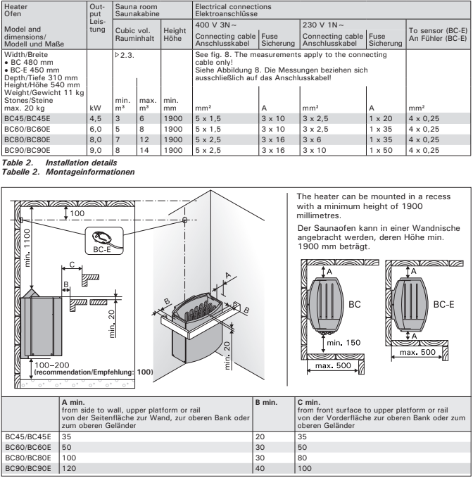 Harvia Vega E | Sauna Elektroofen benötigt externe  Steuerung | 4.5 kW / 6 kW / 9 kW | BC45E/ BC60E/ BC90E