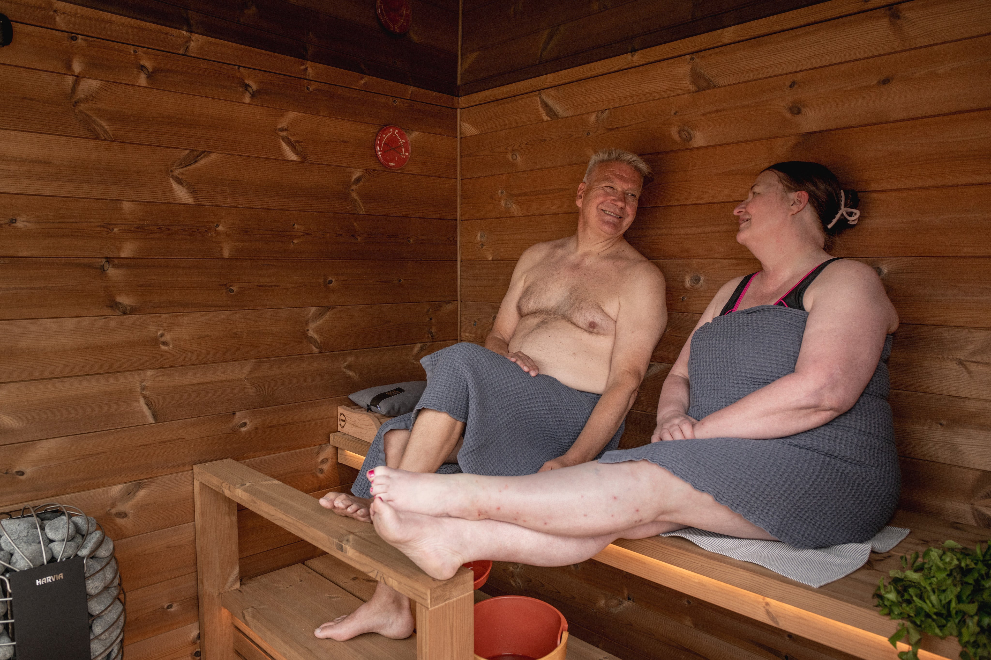 Harvia x Kirami FinVision Sauna M Dawn inkl. Harvia Spirit XW 9 kW Elektroofenset