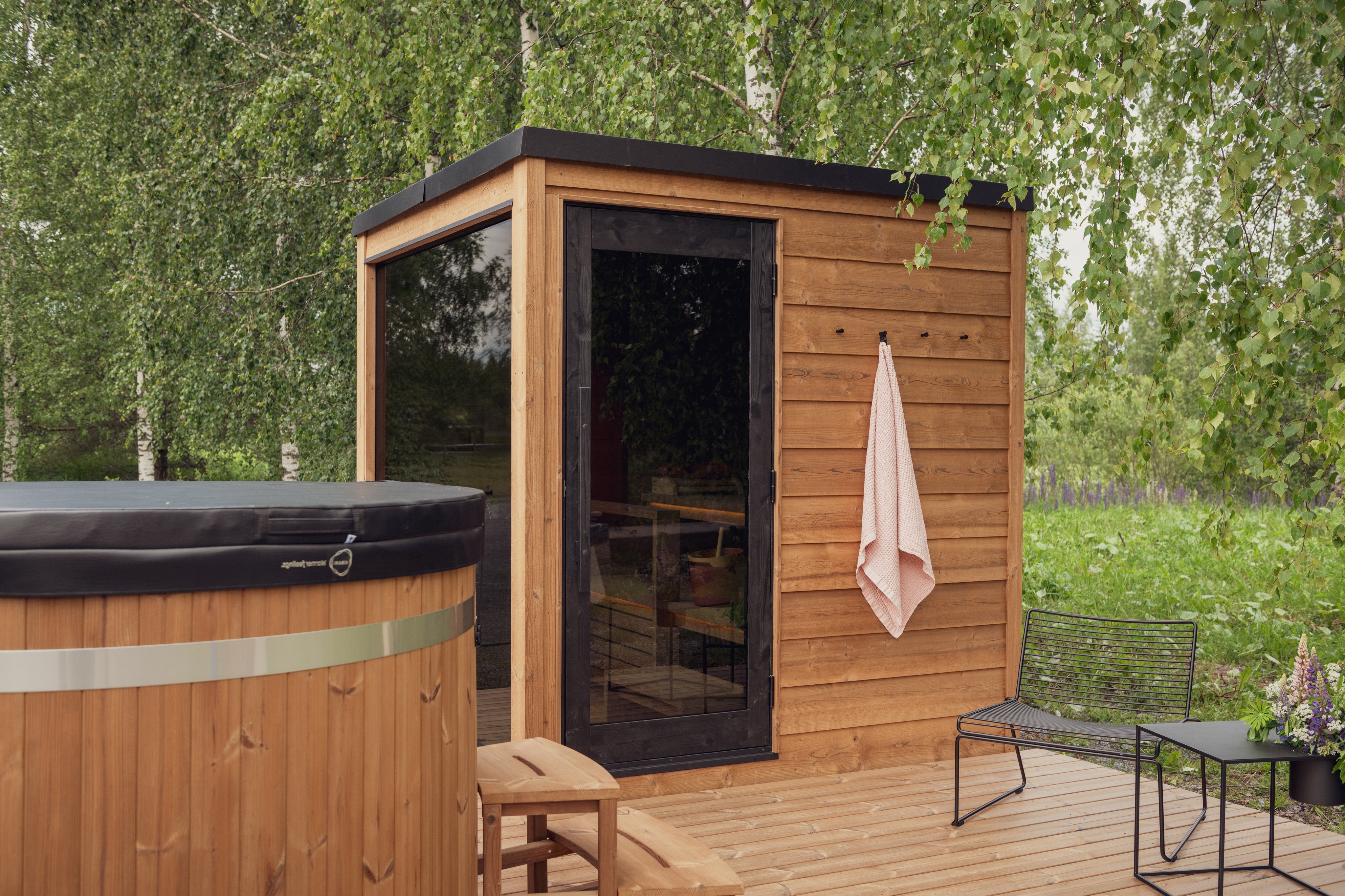 Harvia x Kirami FinVision Sauna M Dawn inkl. Harvia Spirit XW 9 kW Elektroofenset